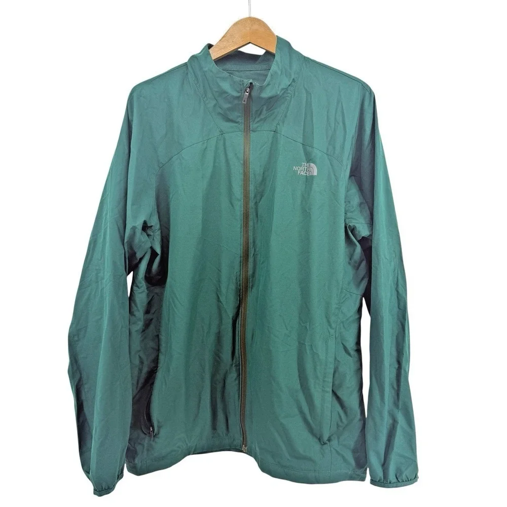 The North Face Windbreaker Mens Large Pre-Owned Jacket Green FlashDry Mesh Lined